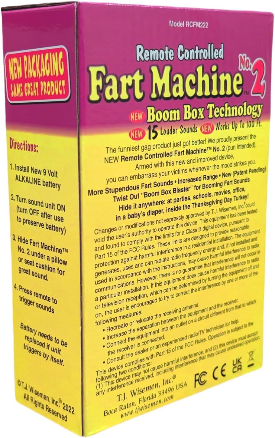 Remote Controlled Fart Machine #2 with Boom Box Technology – 15 Realistic Sounds