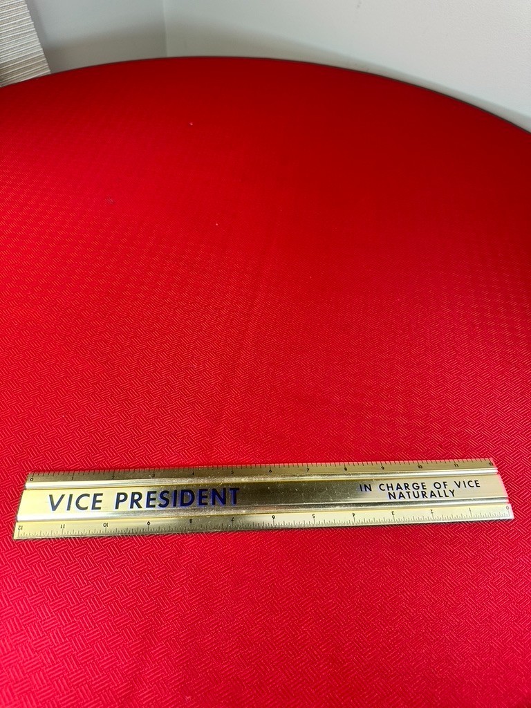 VTG Vice Gold Tone Metal President Ruler Gag Gift Office Decor Funny Humor