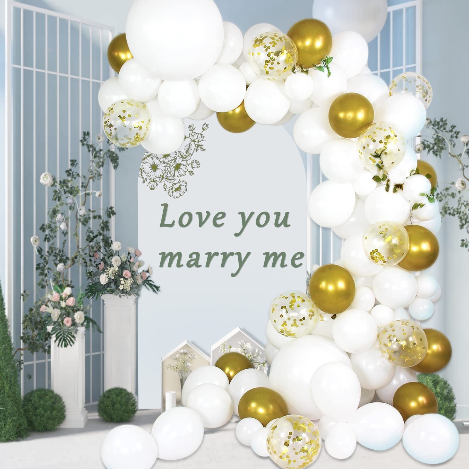 White Balloons 100 Pack 12 Inch White Latex Party Balloons with 2 Rolls of Ri…