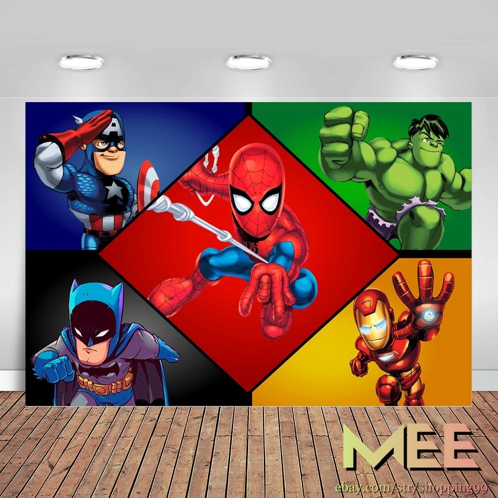 Avengers Super Hero Backdrop Birthday Party photography Background Banner Props
