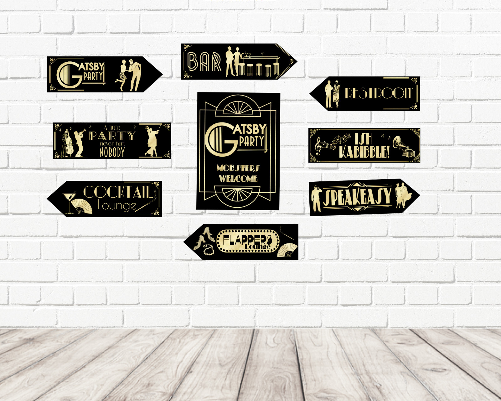 Gatsby Flapper Speakeasy Party Art Deco 1920’s Arrows & Signs Decorations