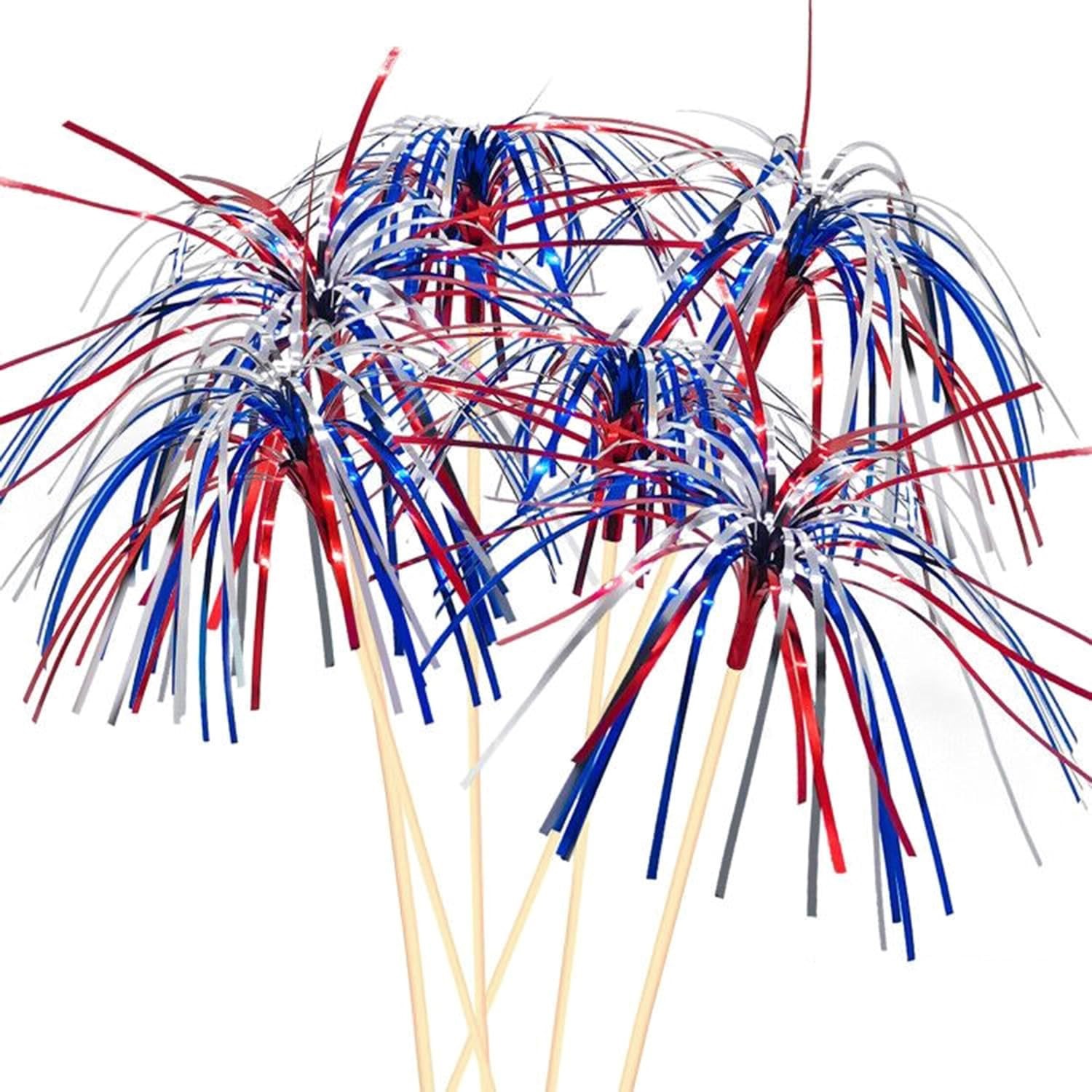 100 Counts 6 Inch Firework Cocktail Picks Red White Blue Firework Party Picks…