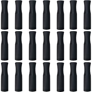 21Pcs Reusable Silicone Straw Tips, Stainless Straw Tips, Black Food Grade