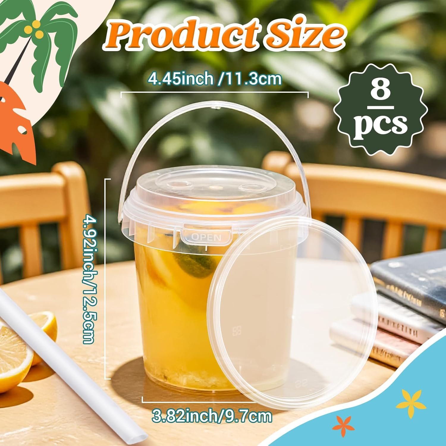 Reusable Clear Plastic Cups with Lid and Straw for Iced Beverages – 32 Oz