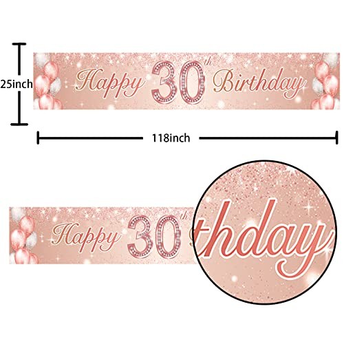 Happyth Birthday Rose Gold Banner Backdrop Balloon Confetti Theme Decor 30