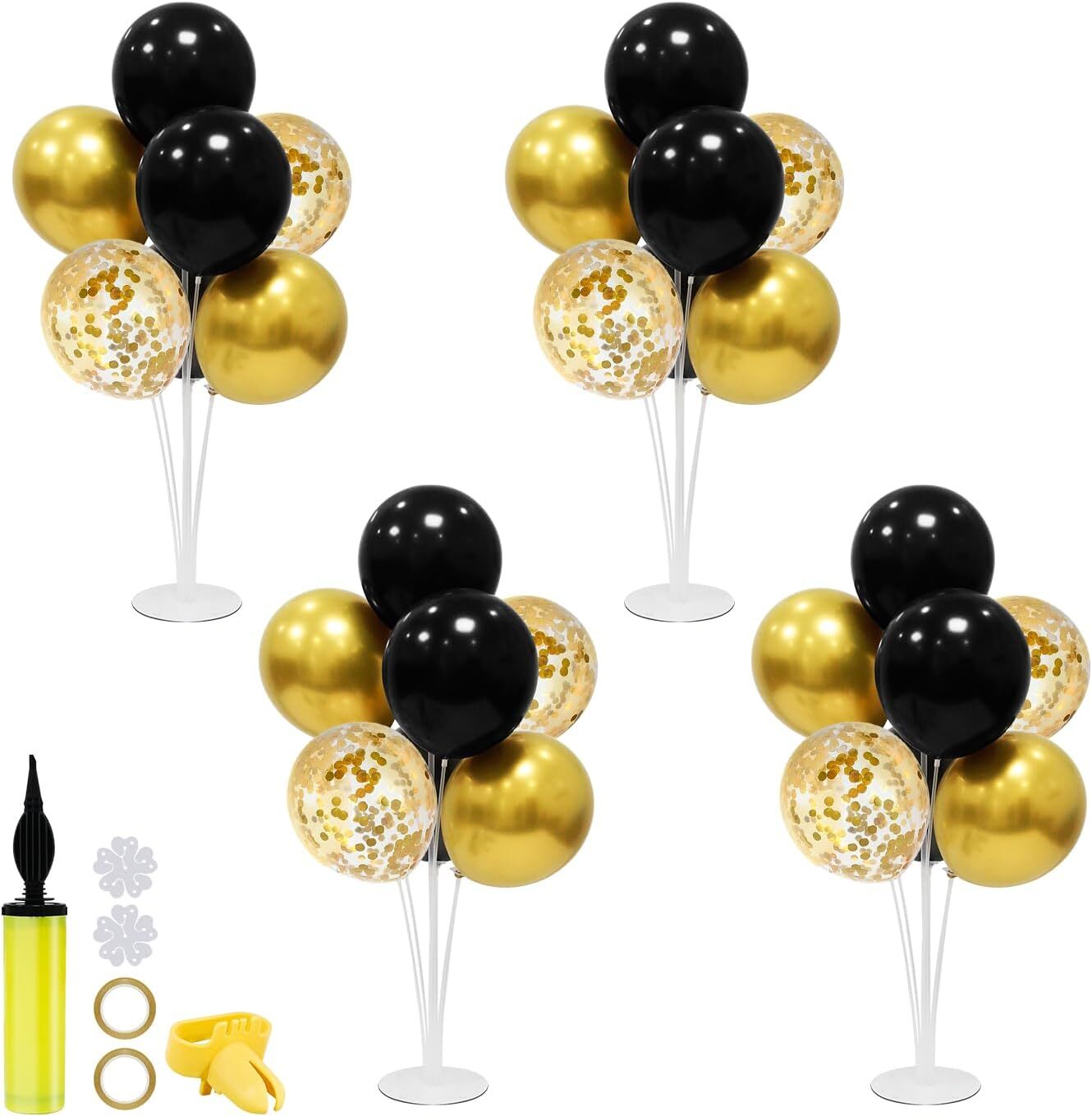 Black Gold Balloon Stand Centerpiece Table Decorations – 2025 Graduation