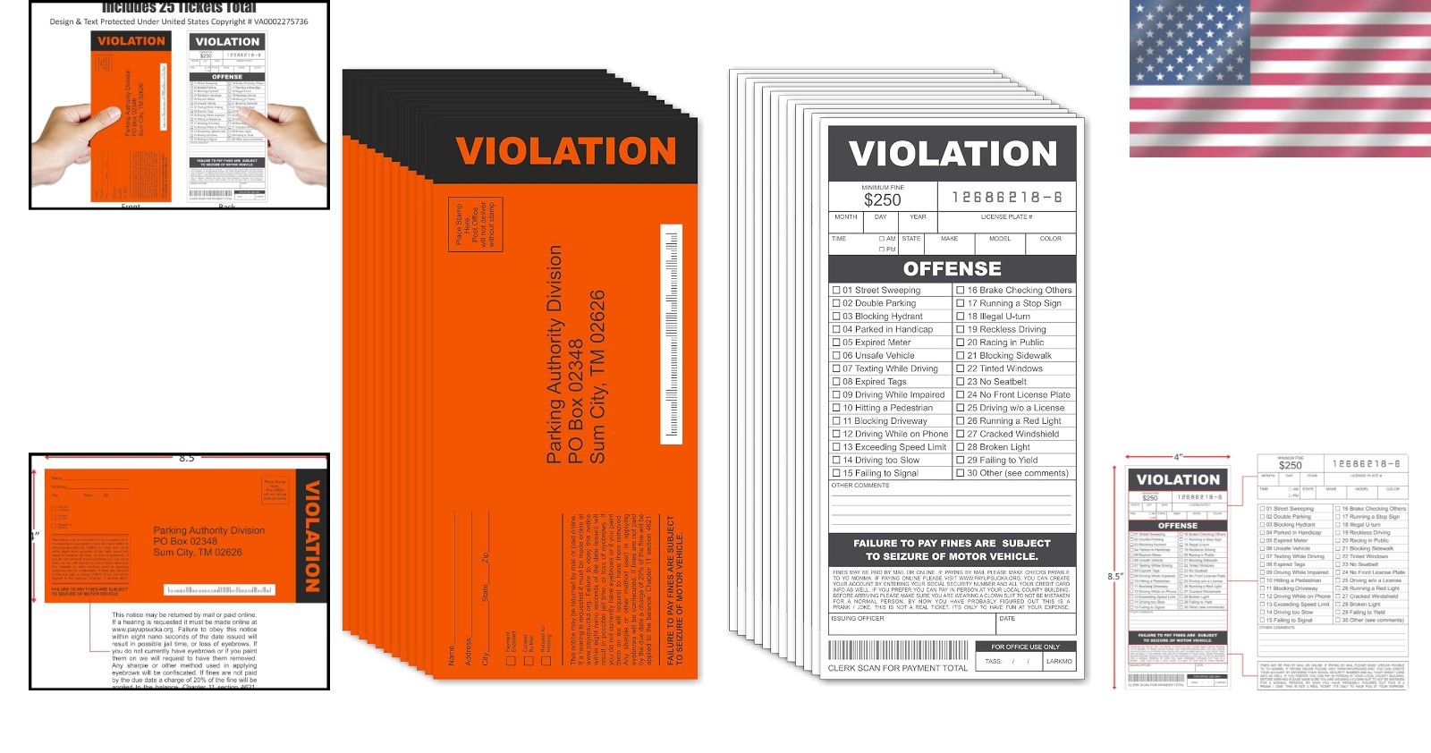 25 Large Fake Parking Tickets – Prank Citations for Kids & Adults, Immersive Fun