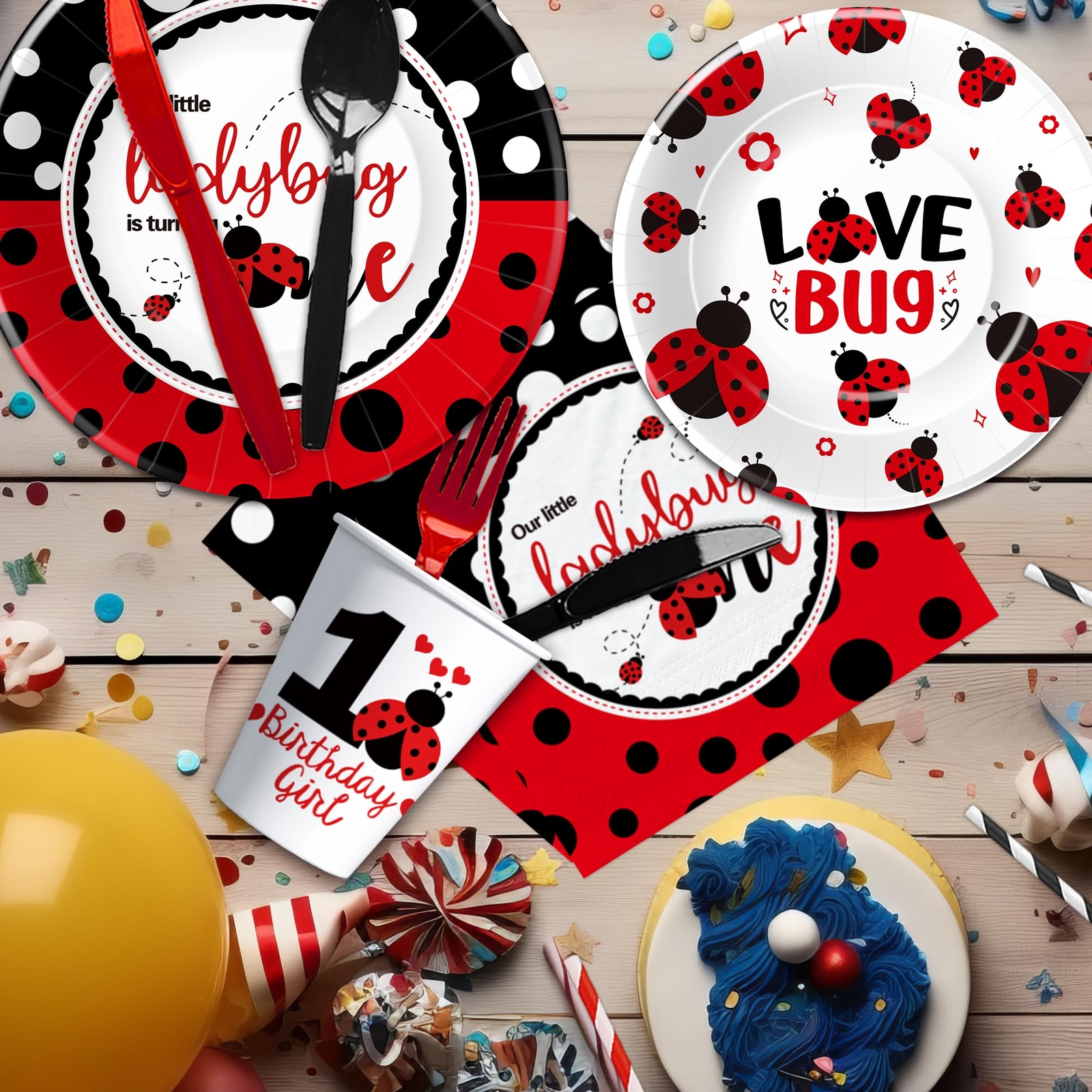 Ladybug First Birthday Party Decorations Tableware – Our Little Ladybug Is Tu…