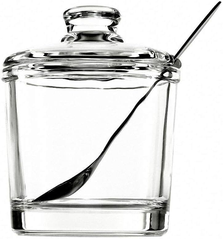 SJDHAHC Glass Sugar Bowl with Lid and Spoon | Airtight Classic Design for Sugar,