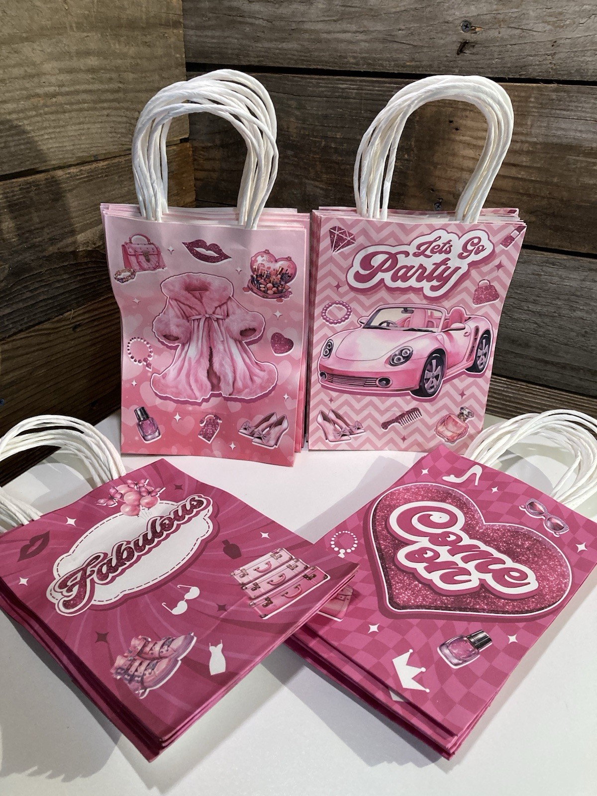 24 Girl Party Treat Favor Bags Pink Glitter Any Occasion New