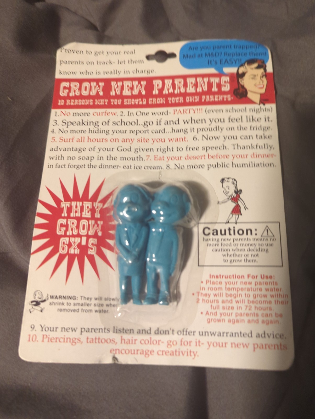 Grow New Parents Novelty Toy Gag Gift Add Water Grows 600% New Rare Collectible