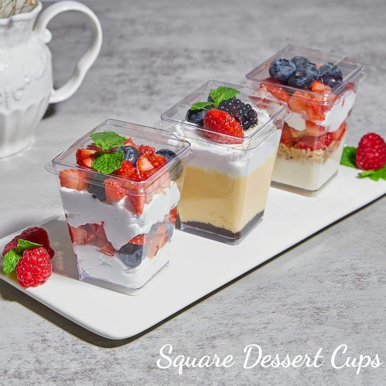 5 Oz Plastic Dessert Cups with Lids and Spoons 75 Pcs Serves 25, Banana Pudding