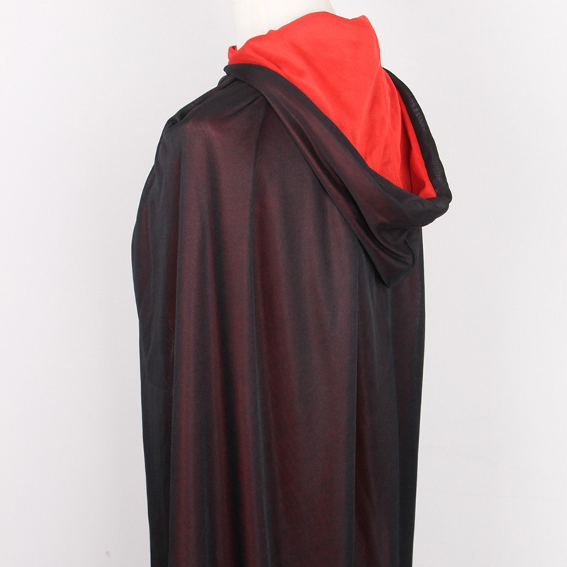 On Hand Hooded Cape Adult Unisex Long Cloak Black Red Halloween Costume Dress