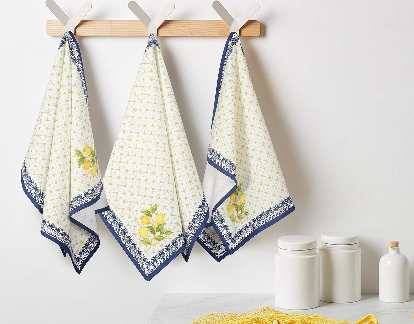 FINGERCRAFT Kitchen Towels, 100% Natural Cotton, Set of 6 Multi-Purpose Kitchen