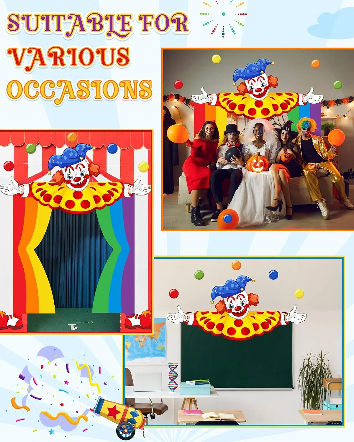 Mindsoft 3 Pcs Carnival Circus Party Decorations Circus Clown Birthday Decor Doo
