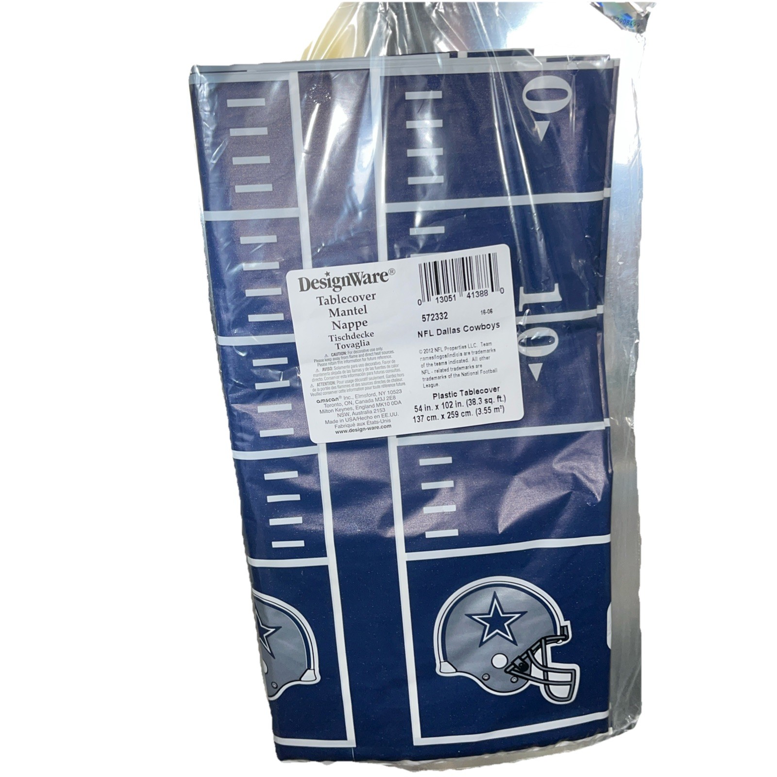 Dallas Cowboys NFL, Table Cover 54 In X 102 In Plastic Party Supply Tailgating