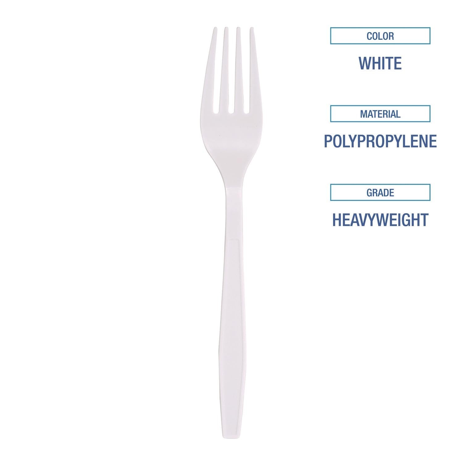 Heavyweight Polypropylene Forks – White Cutlery, 1000 Count, Durable & Disposabl