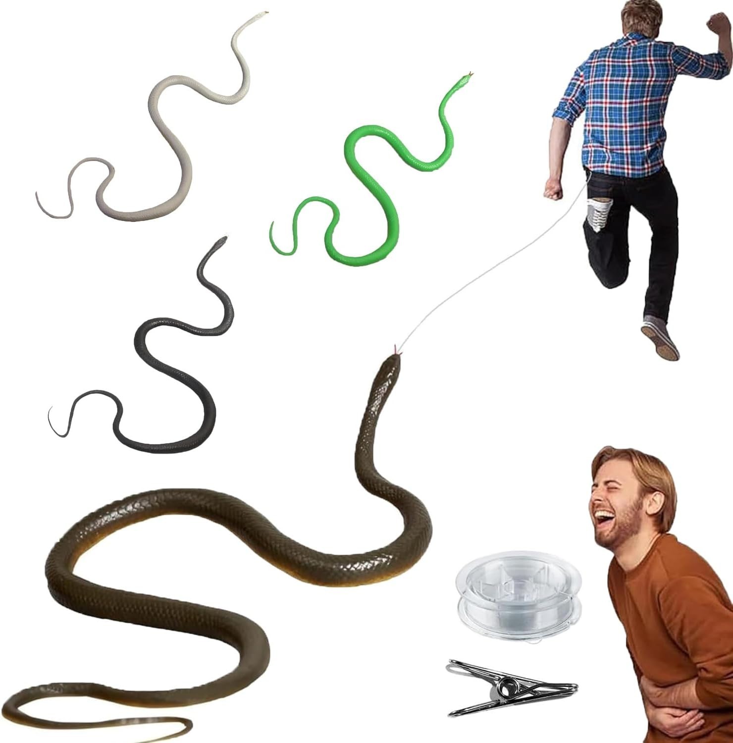 Fake Snake, 2025 Snake Prank with String Clip, Realistic Snake Prank, Rubber …