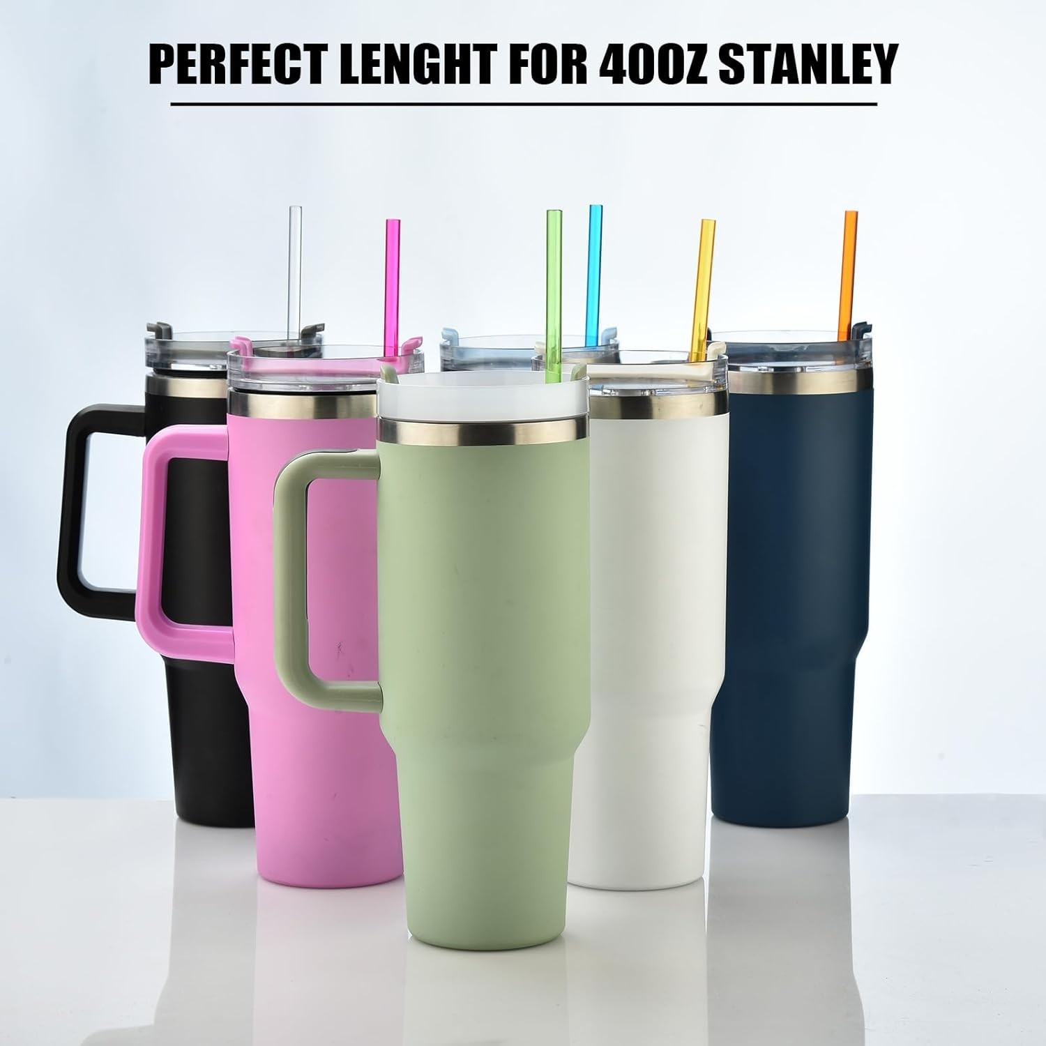 10.5 in Long Reusable Plastic Straws with Brush, Tritan Hard Plastic Tumbler Str