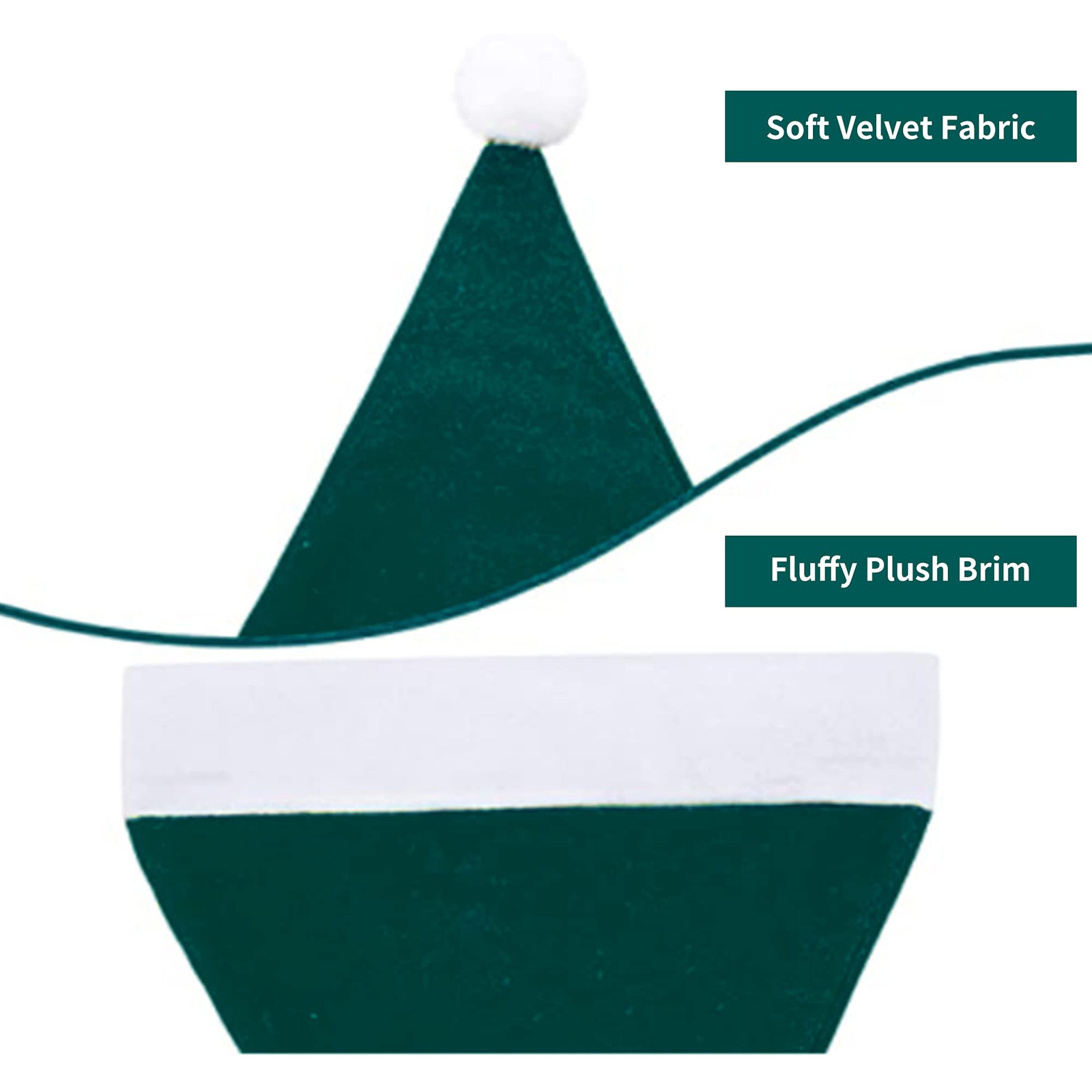 Eoocan Santa Hat, Hat for Kids, Unisex Velvet Comfort 16*10.2 in, Green