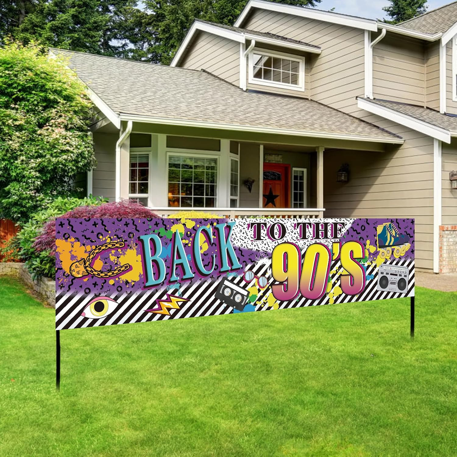 Back to the 90S Theme Party Banner Sign Decorations, Retro 90’S Hip Hop