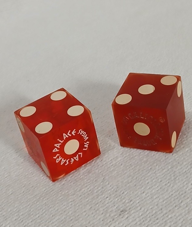 Authentic Las Vegas & California Hotel Casino Table-Played 19mm Craps Dice Pair