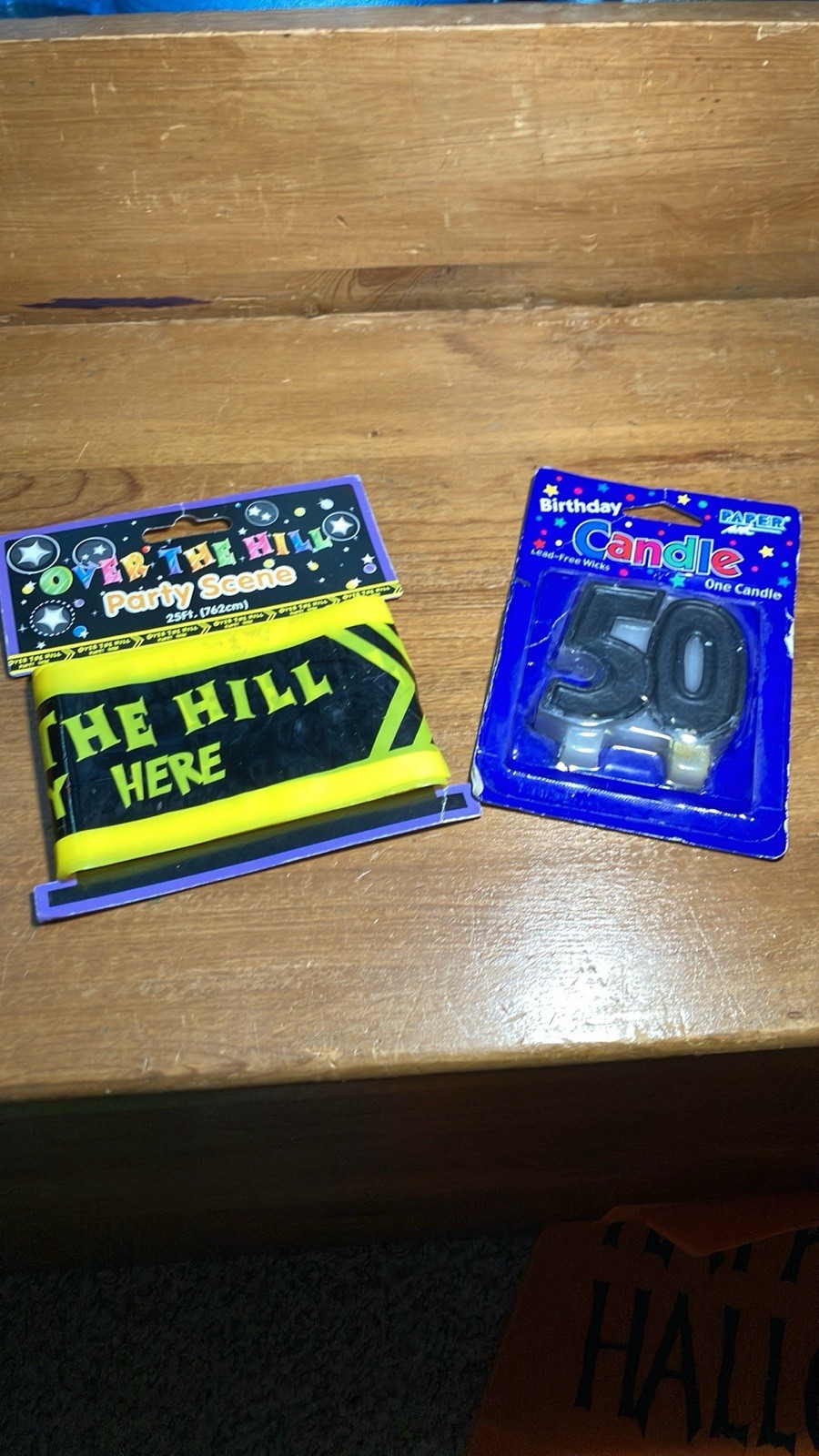 Over The Hill Party Banner and 50th Birthday Candle