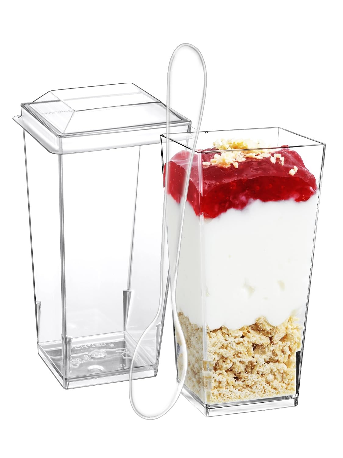 Mini Plastic Dessert Cups with Lids and Spoons 3 oz Small Cups 50 Pack