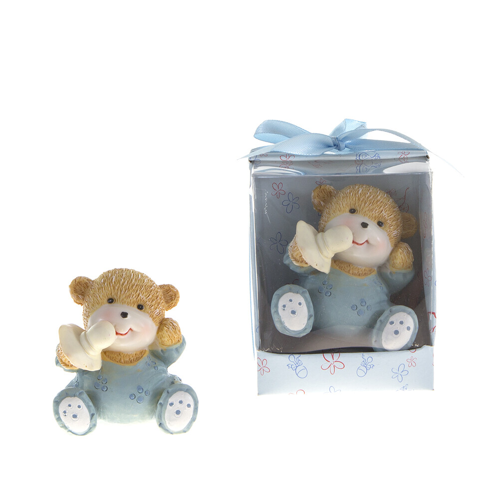 Mega Favors – Bear Wearing Pajama Poly Resin – Blue, 12PCS