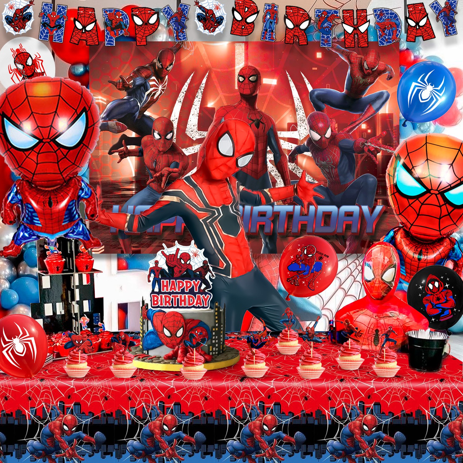 Spider Man Party Decorations Marvel Party Supplies Balloons Tablecloth Backdrop