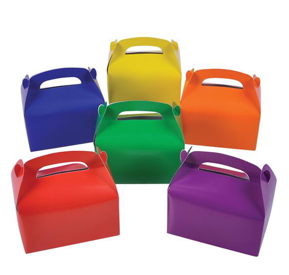 24 PARTY TREAT BOXES BRIGHT COLORS FAVOR GOODY BAG BIRTHDAY CARNIVAL BABY SHOWER
