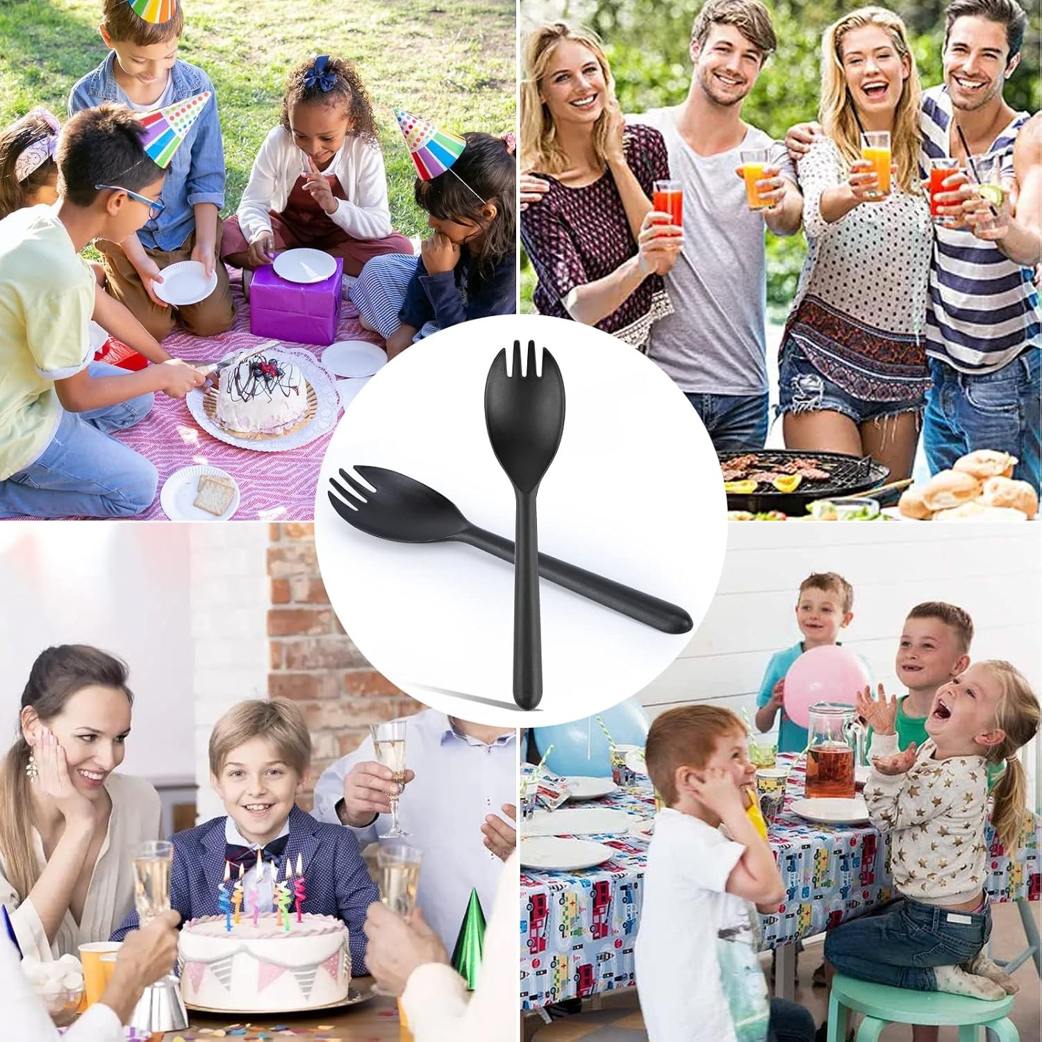 Disposable Forks and Spoons Bulk, 50pcs Plastic Spork 5.5″x1.2″ Heavy Duty