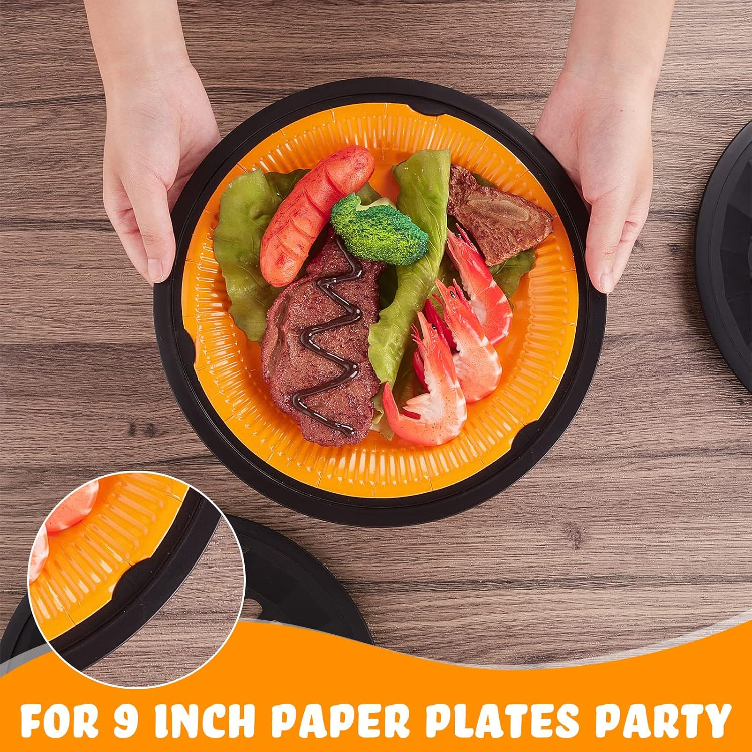 24 Pack Reusable Plastic Paper Plate Holders 10 Inch For 9″ Plates Black
