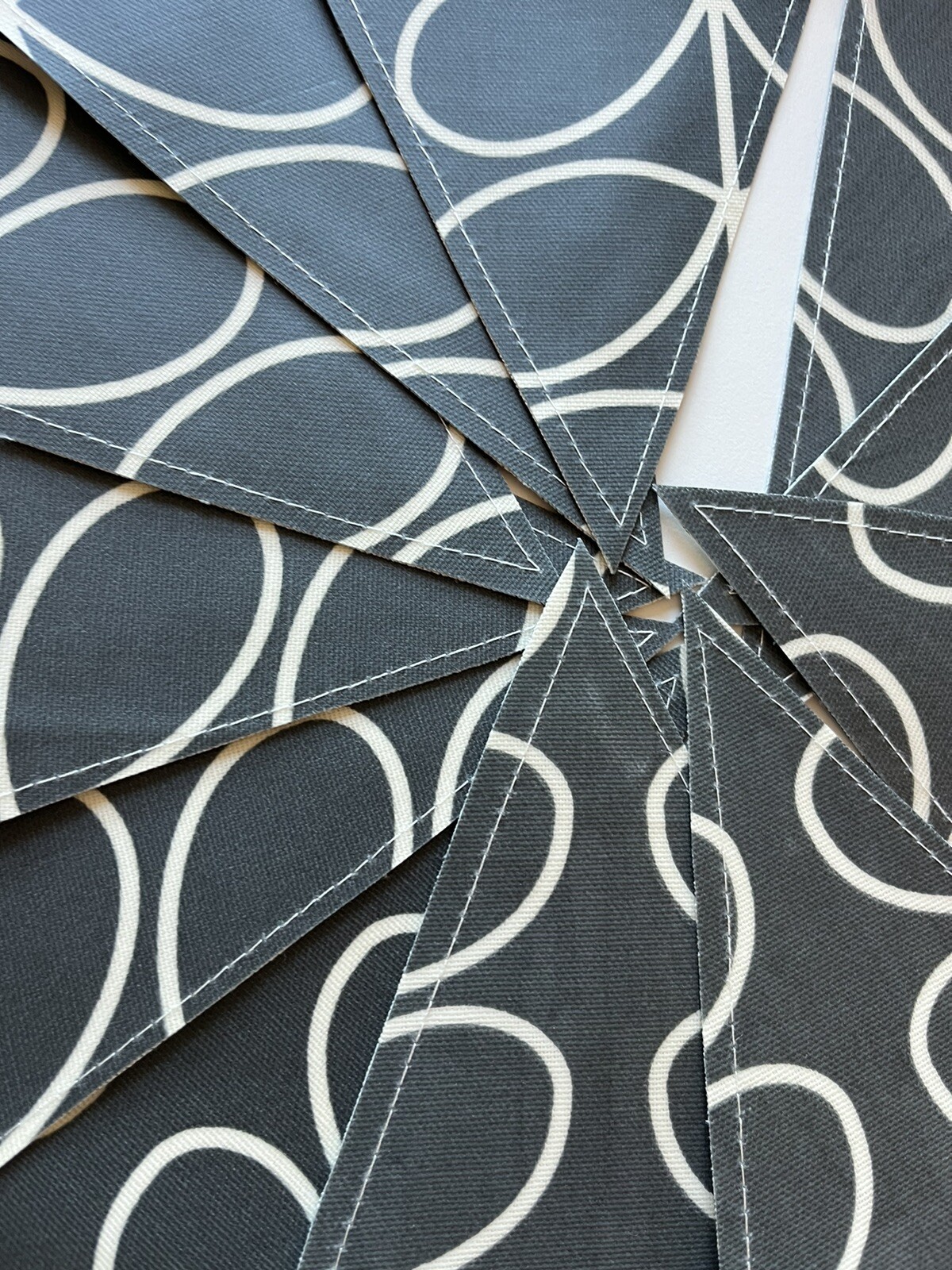 Handmade Oilcloth Bunting – Garden/Home Grey Contemporary- 3 Meters Double Sided