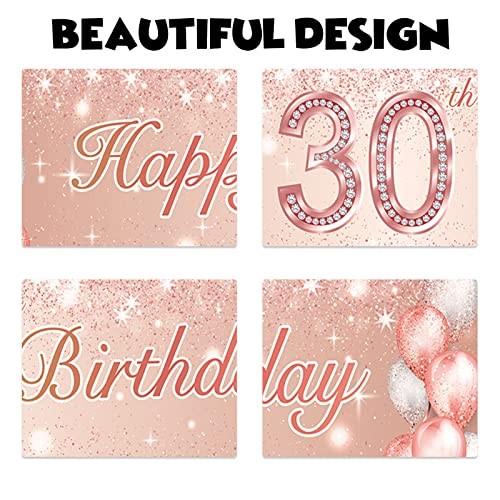 Happyth Birthday Rose Gold Banner Backdrop Balloon Confetti Theme Decor 30