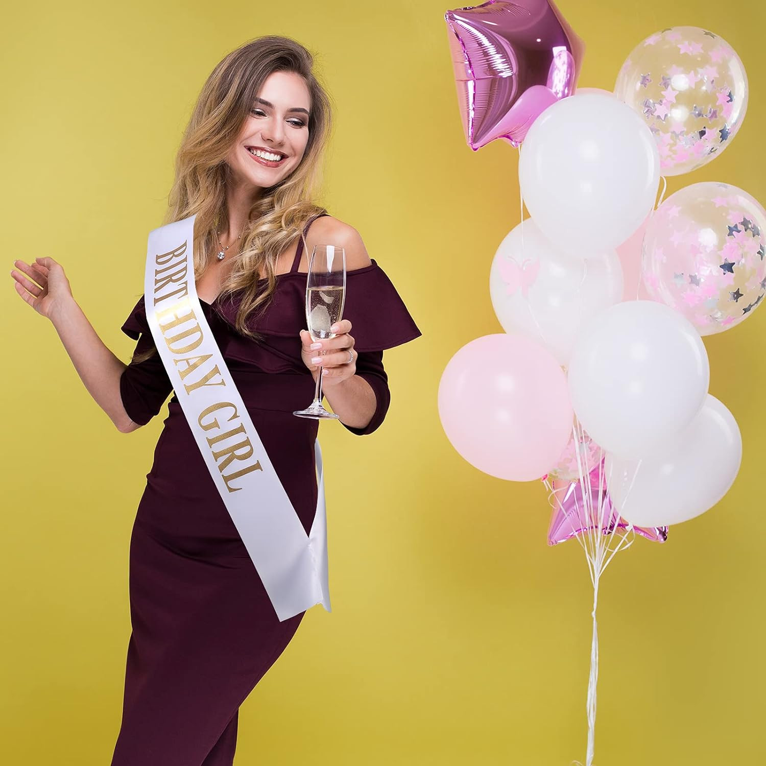 10 Pieces Birthday Gift Sash Set Black and Gold Birthday Squad Sash White and