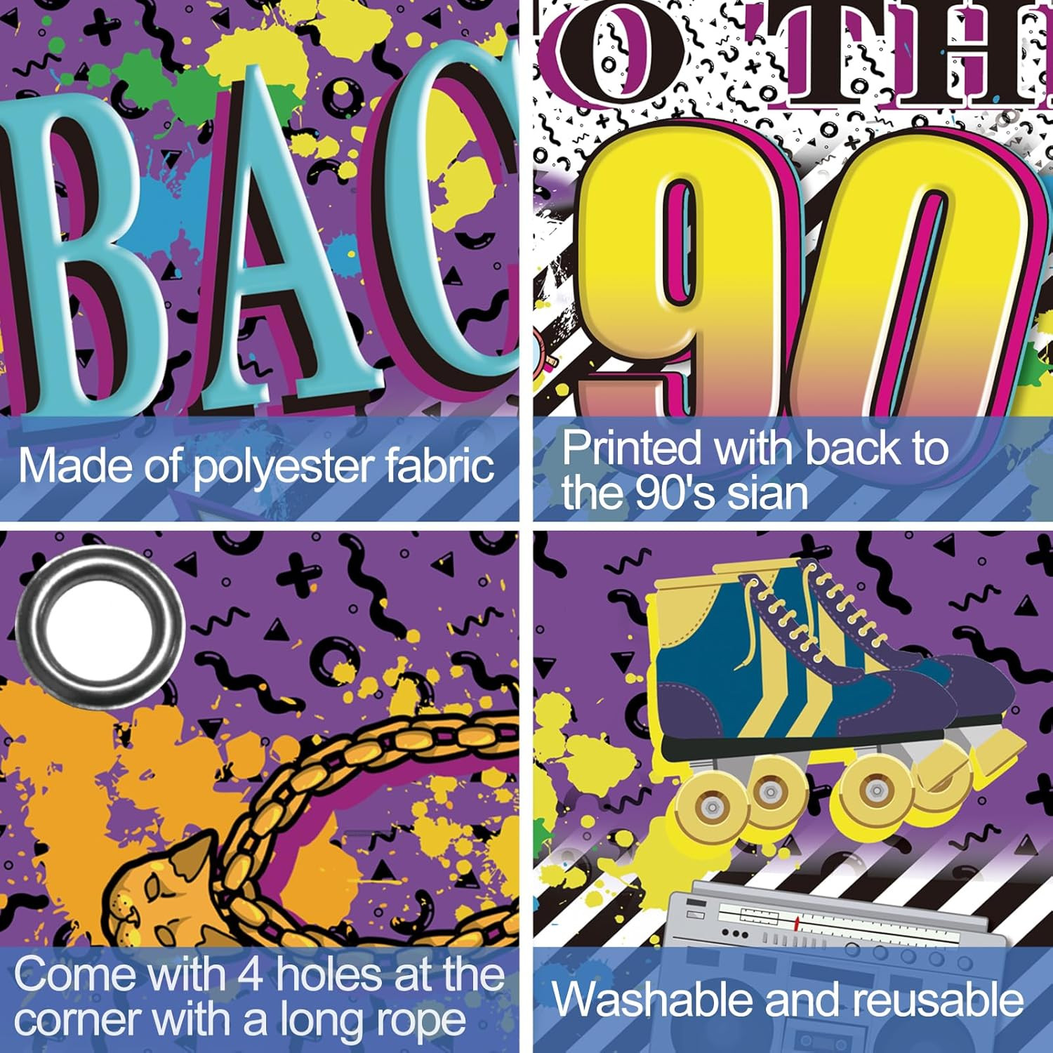 Back to the 90S Theme Party Banner Sign Decorations, Retro 90’S Hip Hop