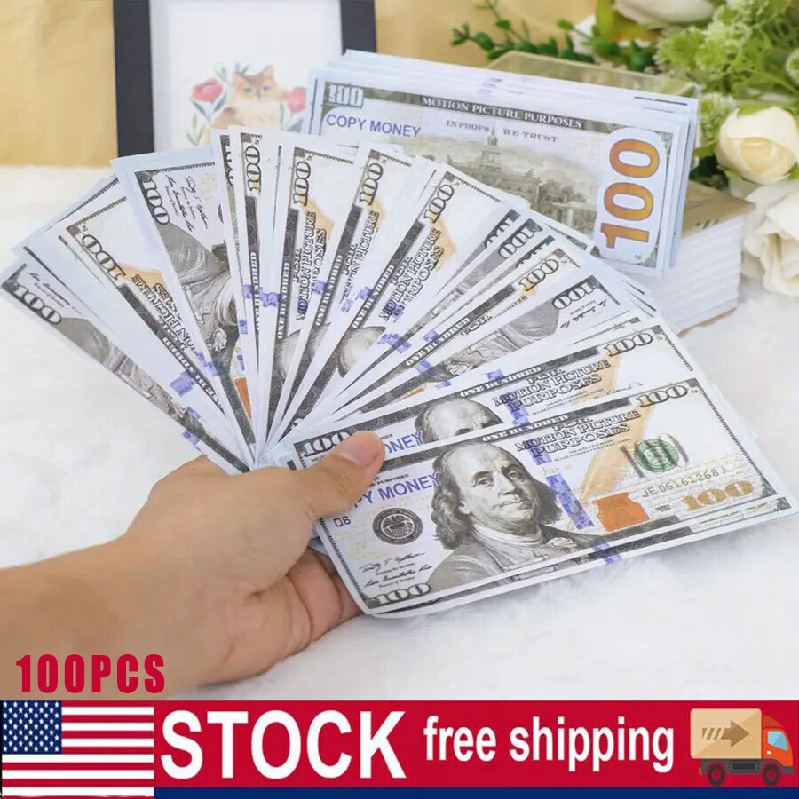 100 PCS 100 Dollar Bills Replica Play Money Movie Fake Bank Games Kids Cash