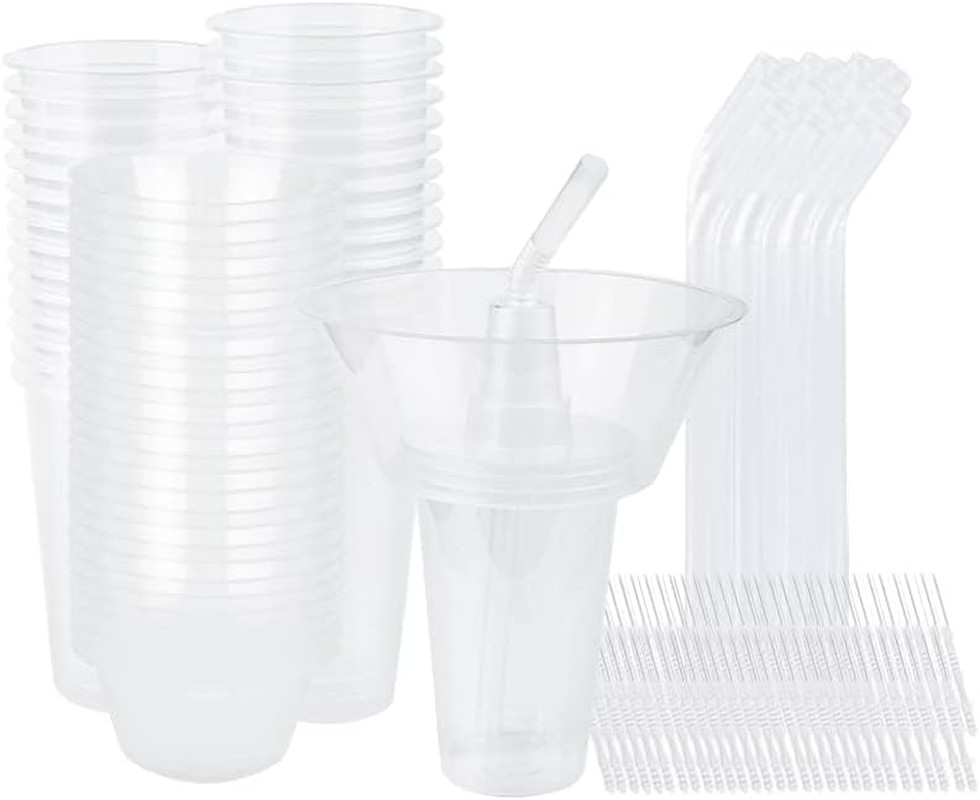 Snack and Drink Cup, 30 Sets Disposable Plastic Cup with Snack Bowl on Top
