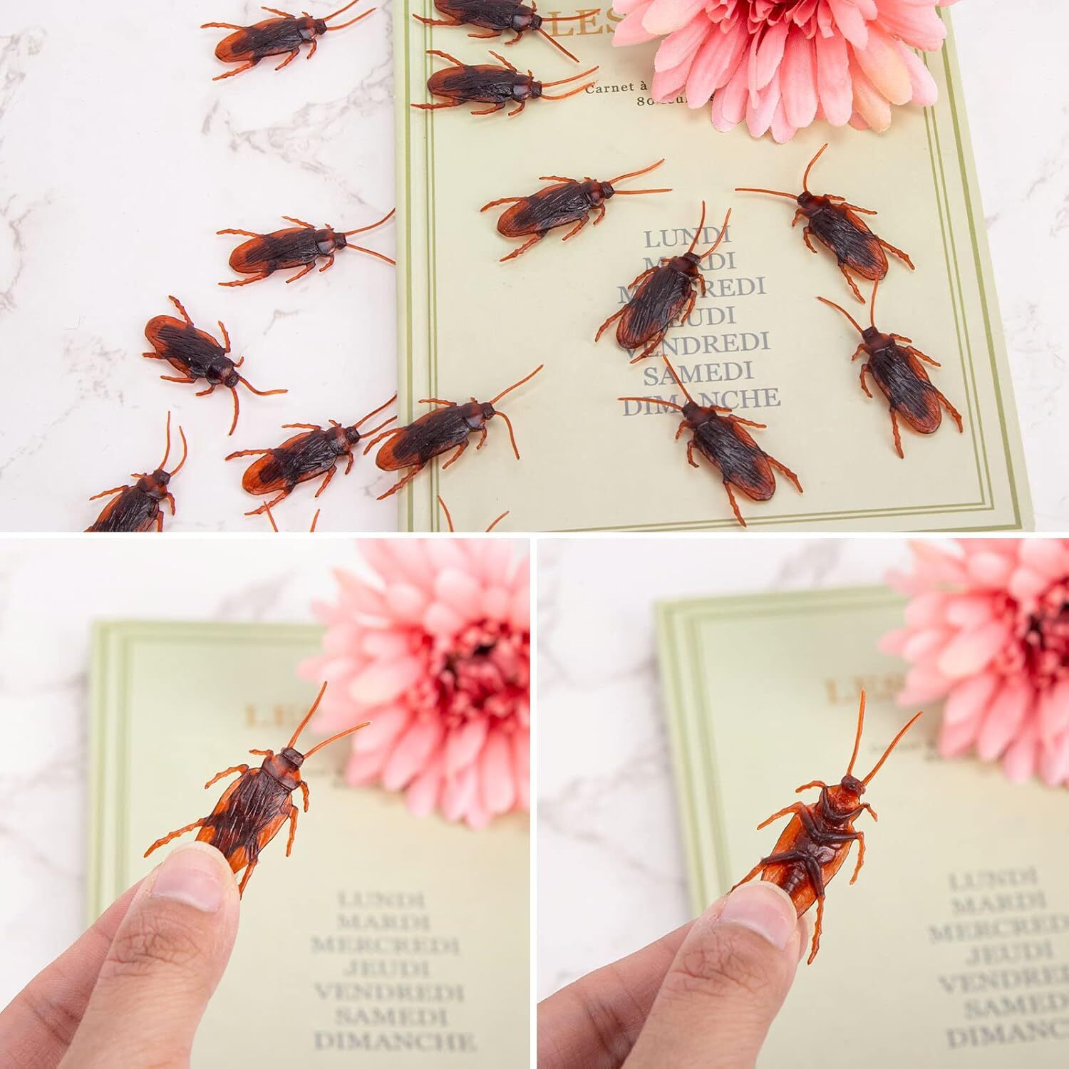 150 PCS Prank Cockroaches Realistic Cock Roach Plastic Fake Creepy Bugs Gag Toy