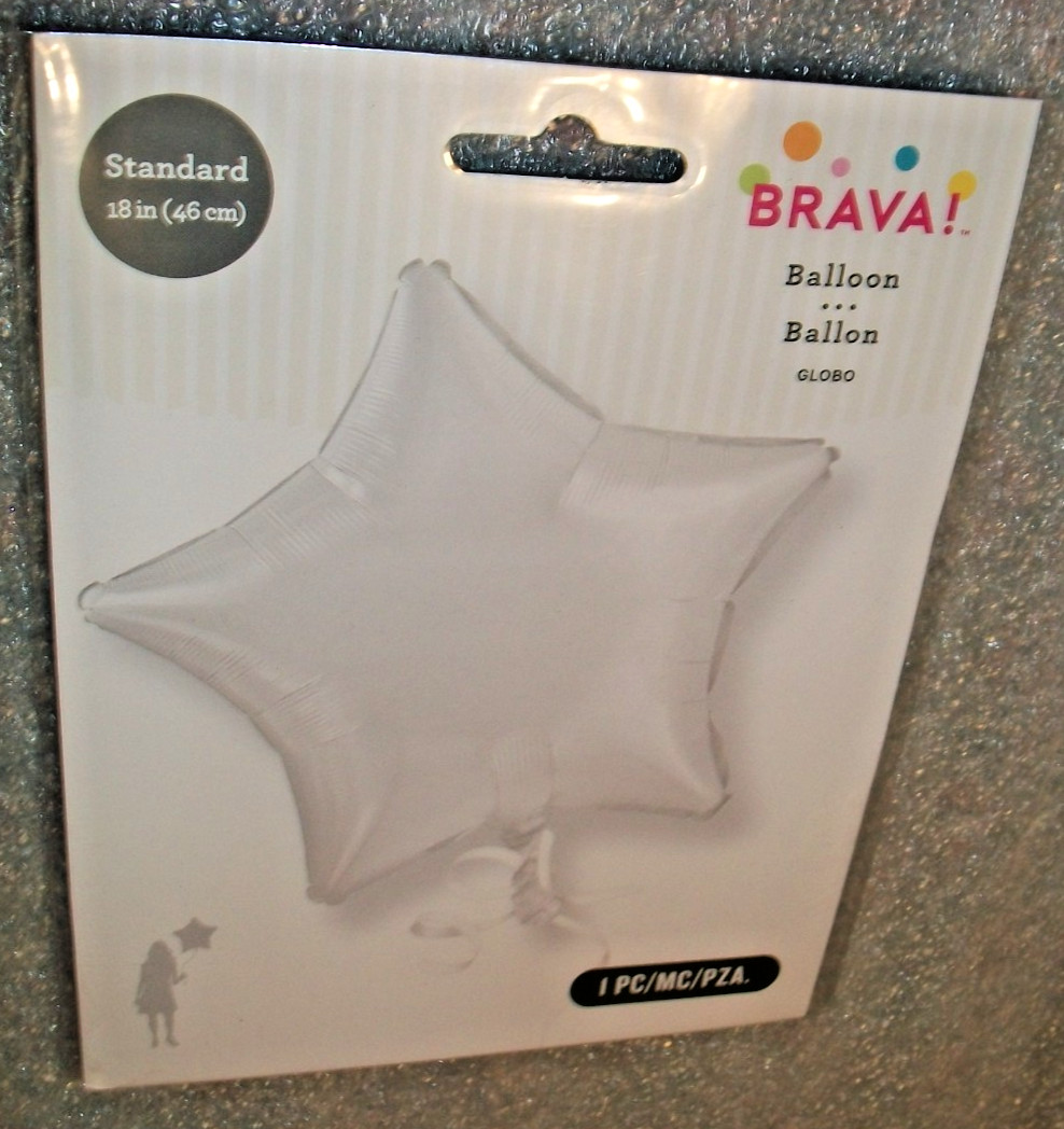 Lot of 6 Solid WHITE 18″ Star Shaped Helium or Air Party Balloon Decorations
