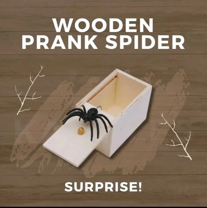 Wooden Prank Spider Scare Box Hidden in Case Trick Play Joke Scarebox Gag Toy 🔥