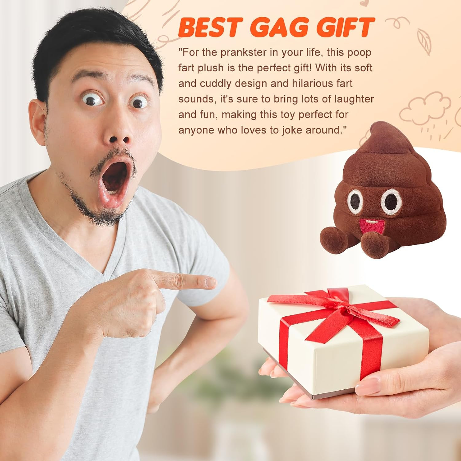 Funny Farting Poop Plush Toy – 30 Hilarious Fart Sounds, Soft & Durable