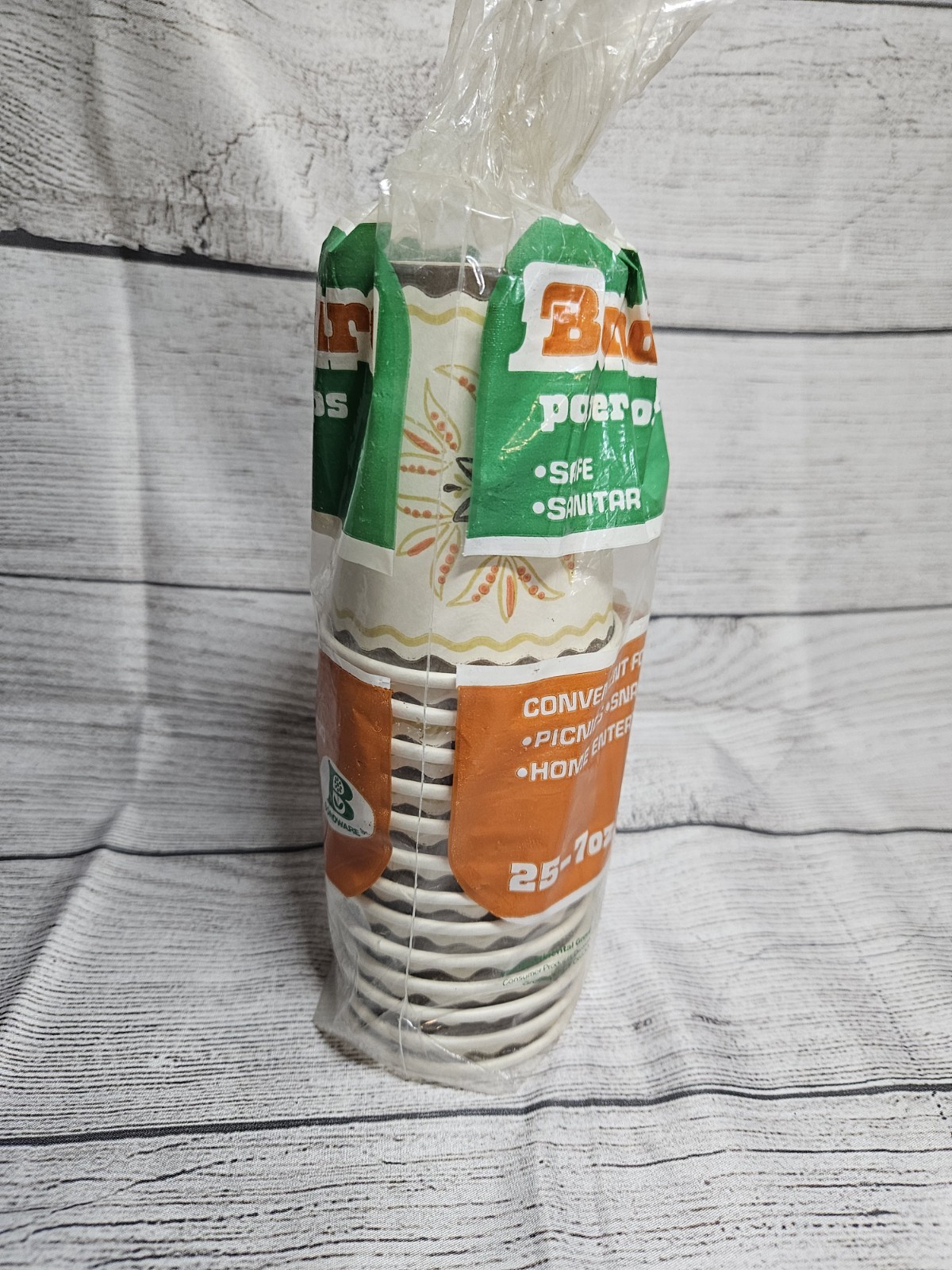 Vtg Bondware 7oz Paper Hot Drink Cups-Retro Orange/Brown-OPEN Package – 13 cups