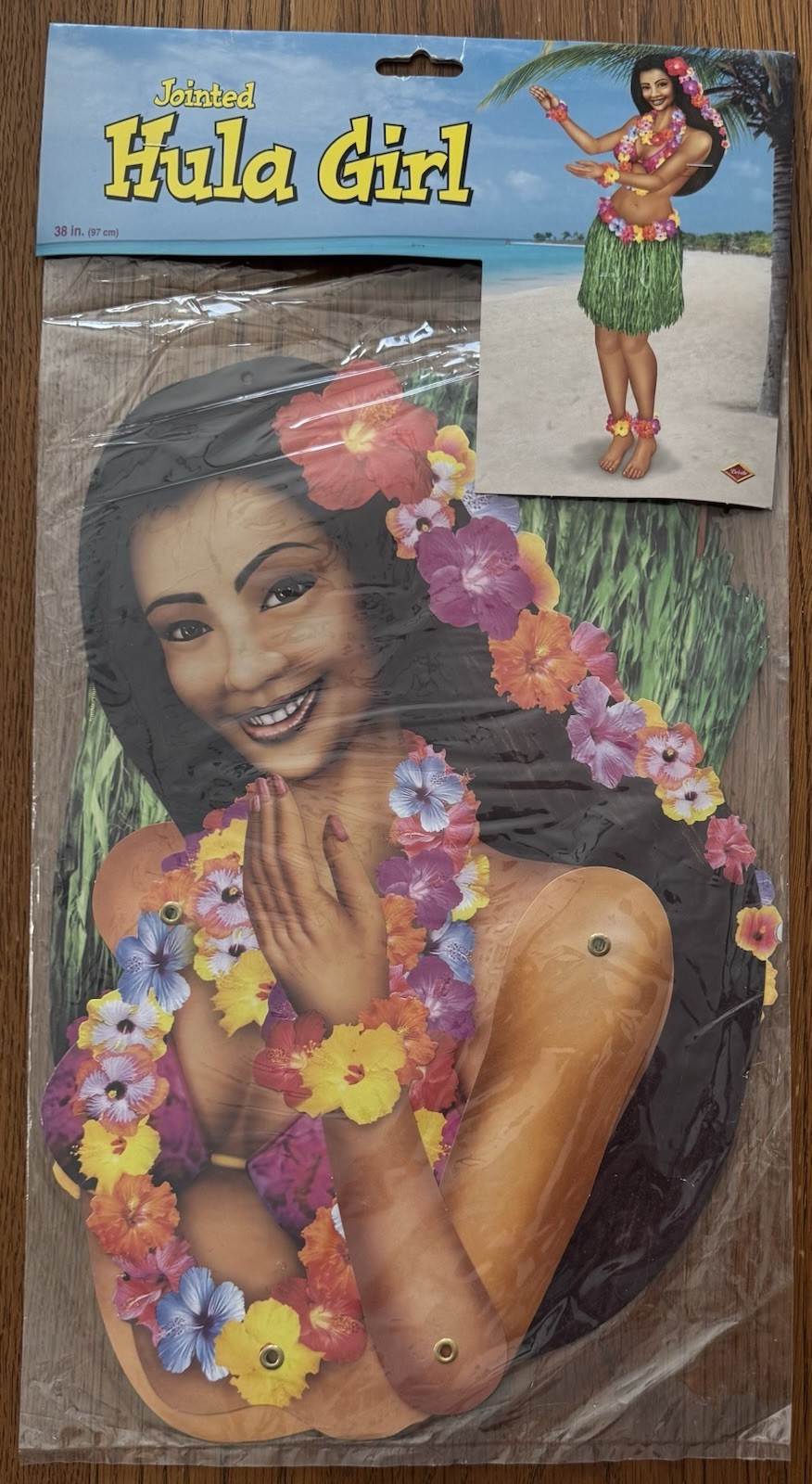 Jointed Hula Luau Party Girl Paper Cutout 38 Inches Hawaii Decoration