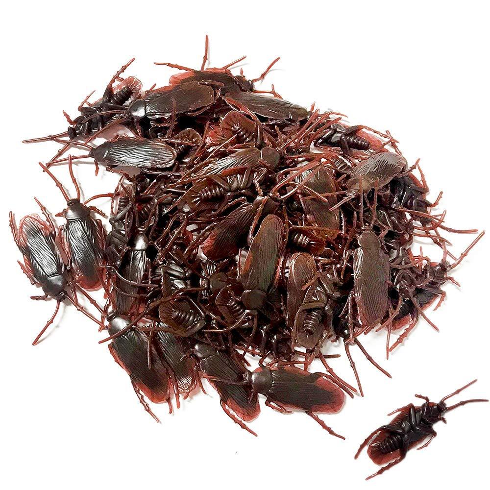 100 Prank Cockroaches Realistic Cock Roach Plastic Fake Creepy Bugs Gag Toy Joke