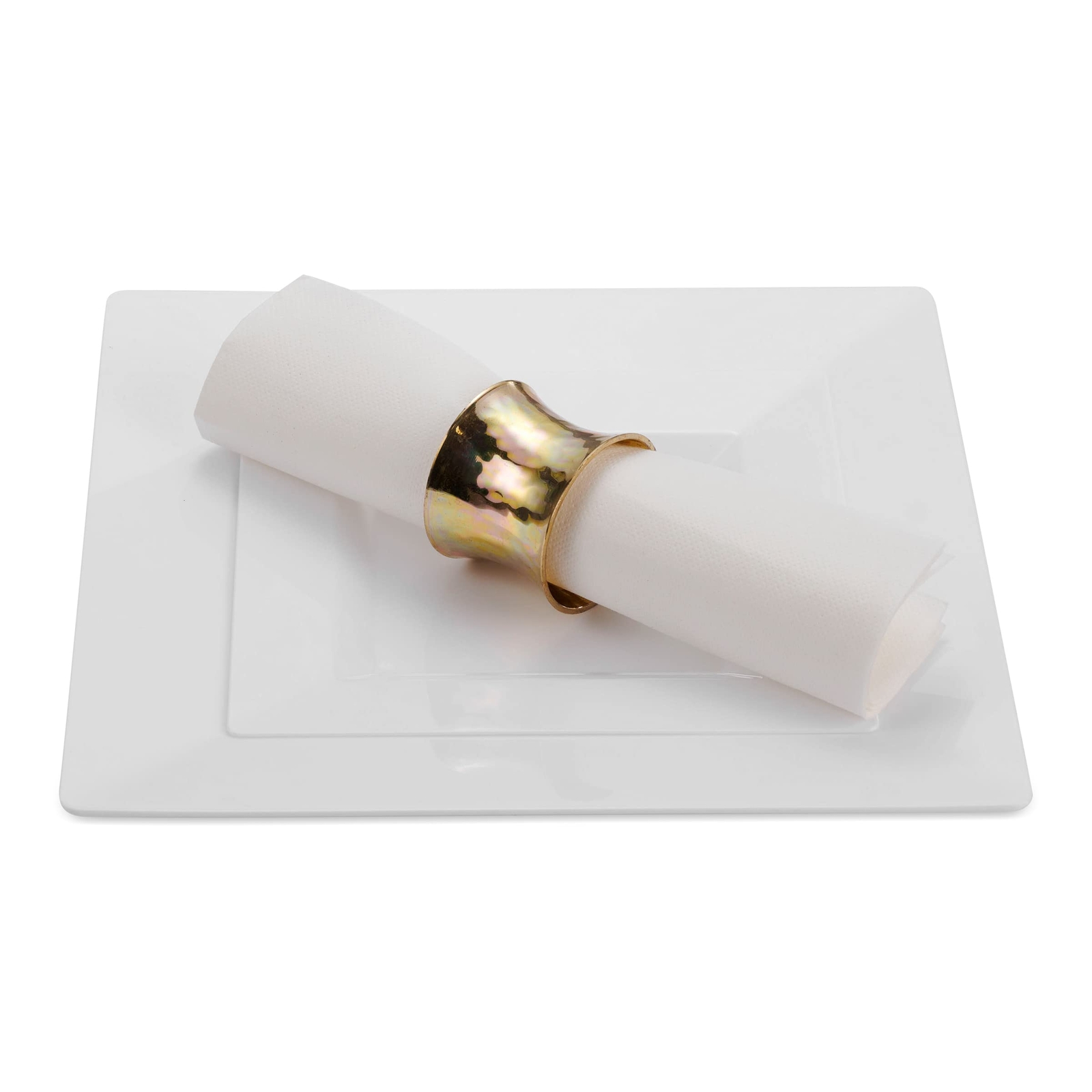 Plastic Disposable Square Dessert Plates | 50pack 6.5 Inches White Appetizer/sal