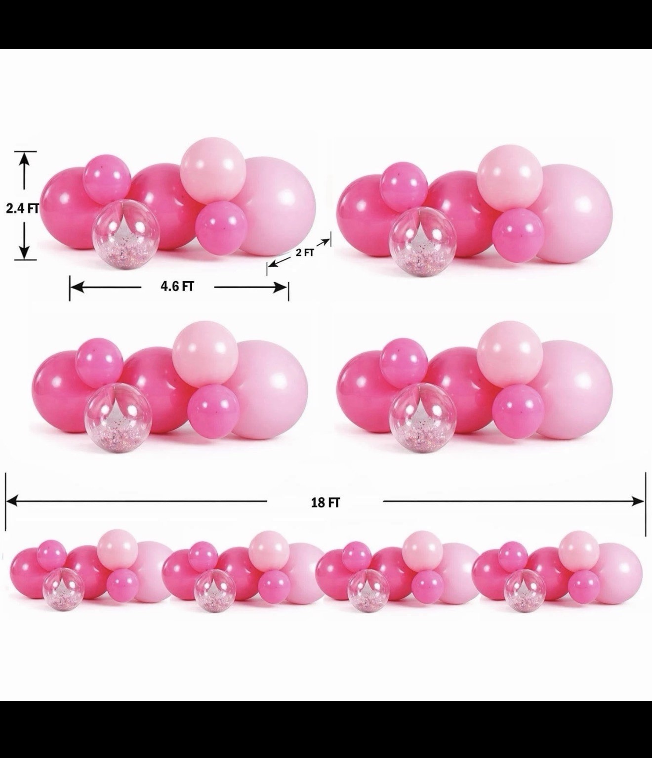PartyAire 18′ Reusable PVC Balloon Arch, 28 pc. Pink Paradise SAMEDAYSHIP!!