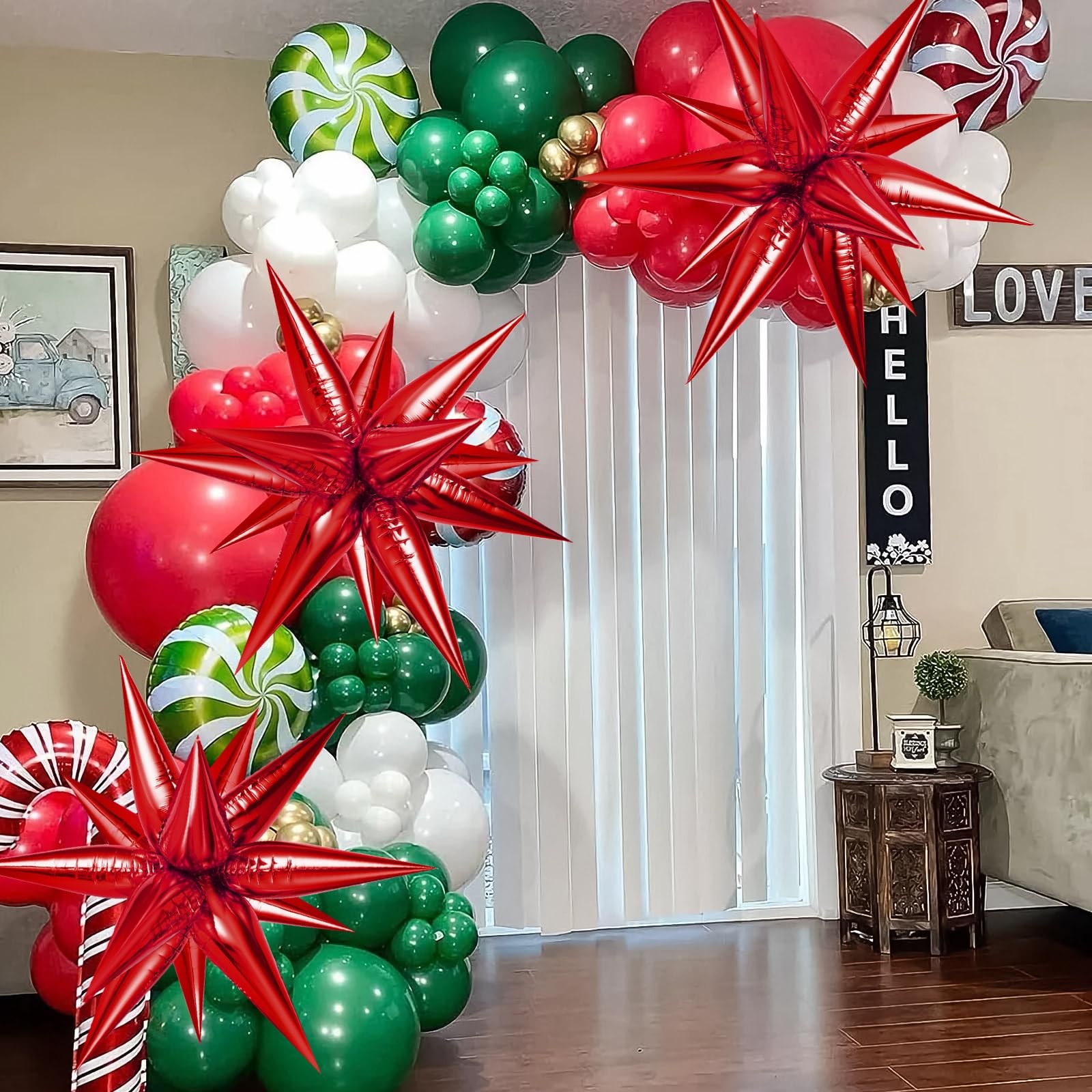 Red Star Foil Balloons, 36 PCS Explosion Cone Balloons, 12 Point 26 Inch Larg…