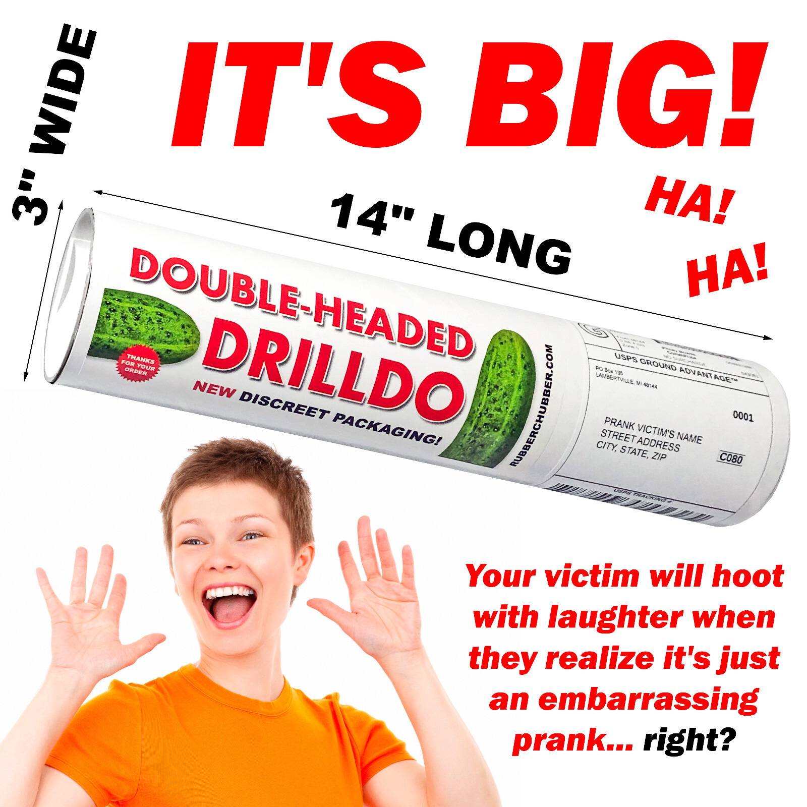 Double D Prank Tube Mailed Directly to your Friends to Embarrass Them!
